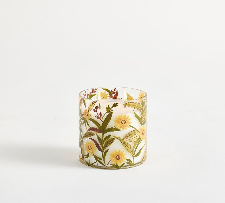 Hand Painted Flower Candle