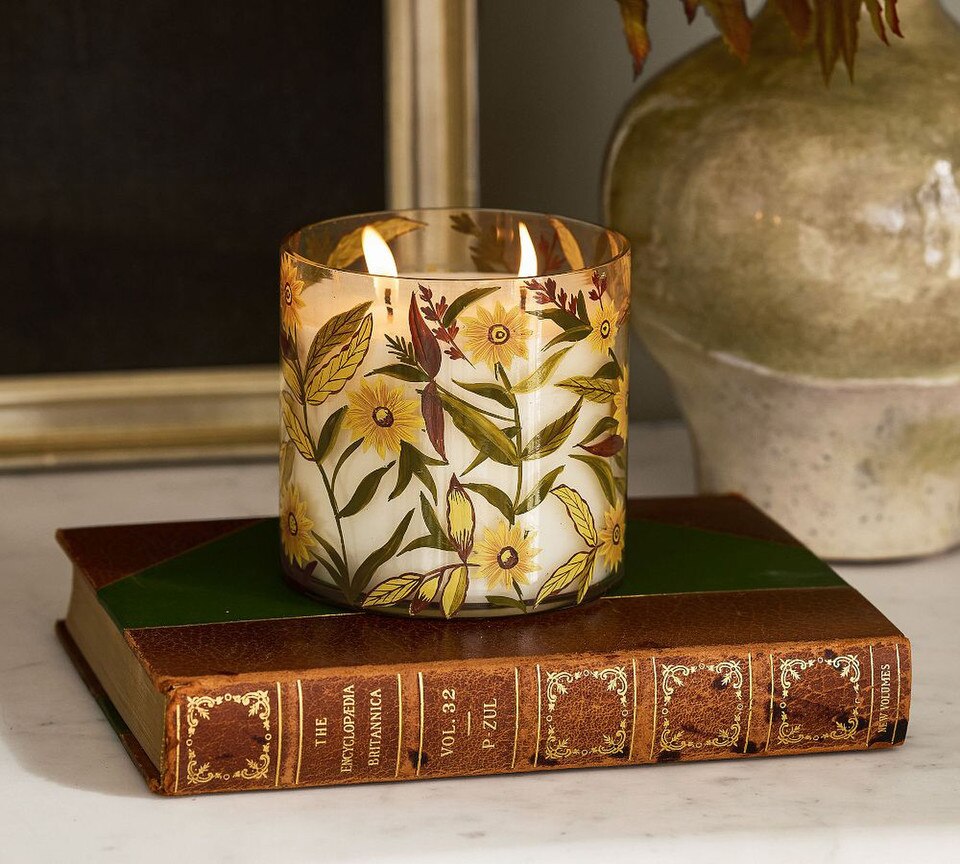 Hand Painted Flower Candle