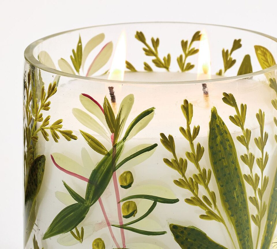 Hand Painted Flower Candle