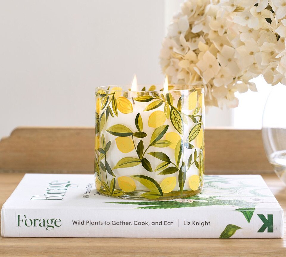 Hand Painted Flower Candle