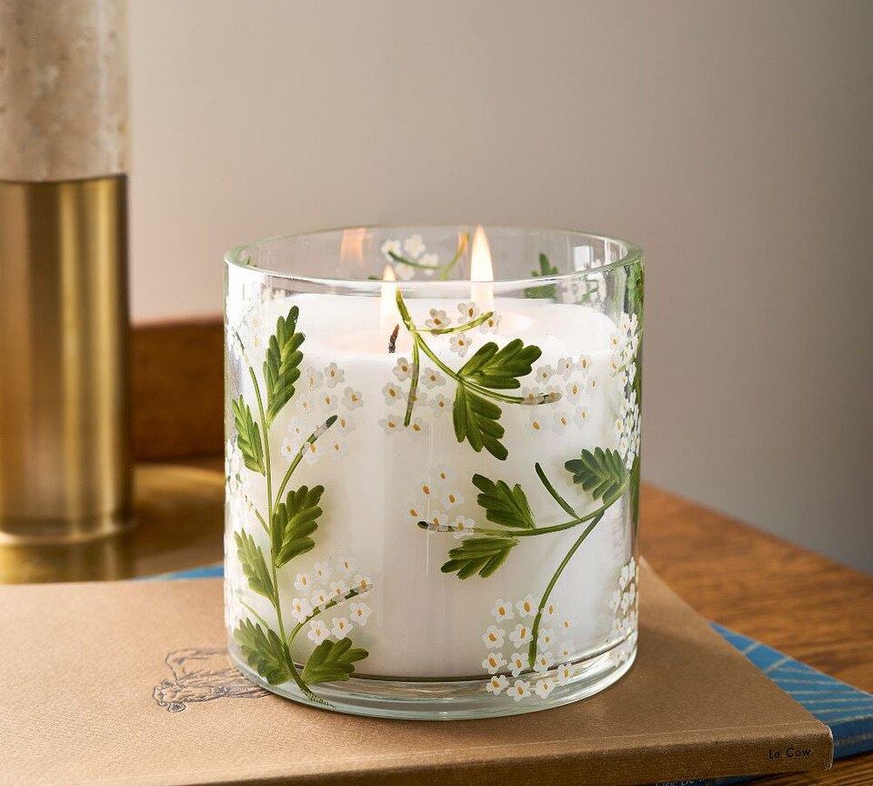 Hand Painted Flower Candle