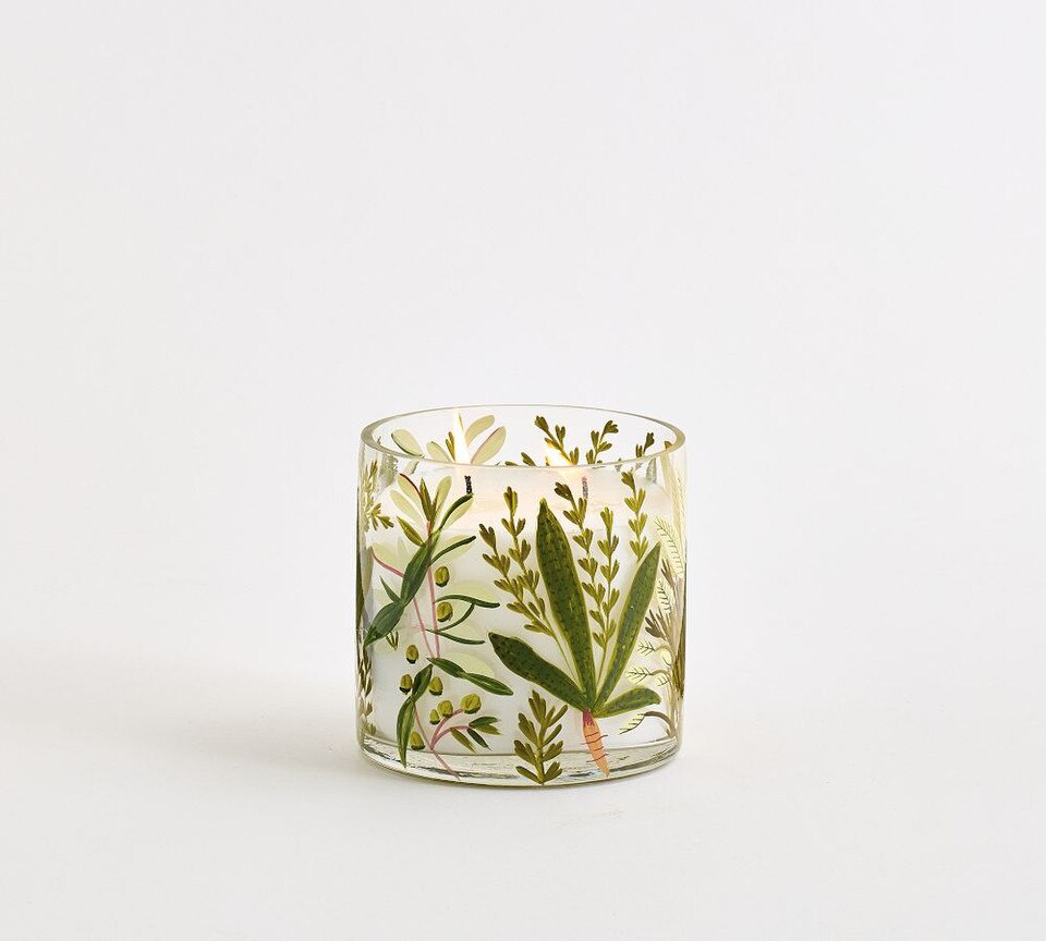 Hand Painted Flower Candle