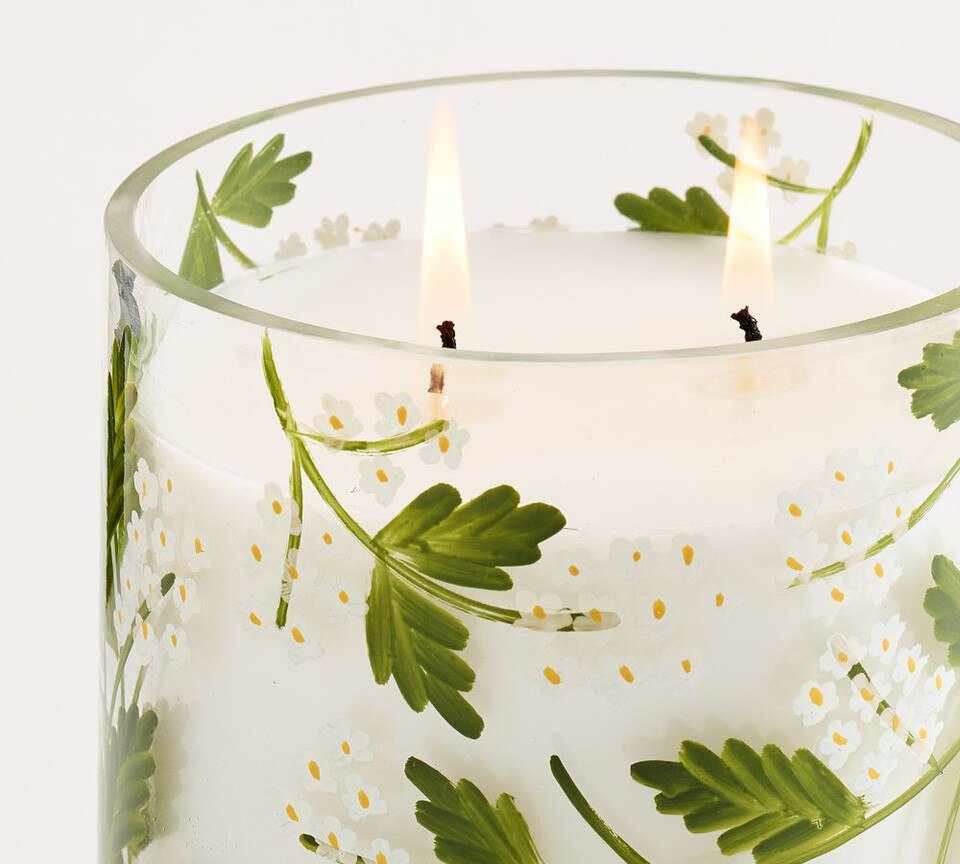 Hand Painted Flower Candle