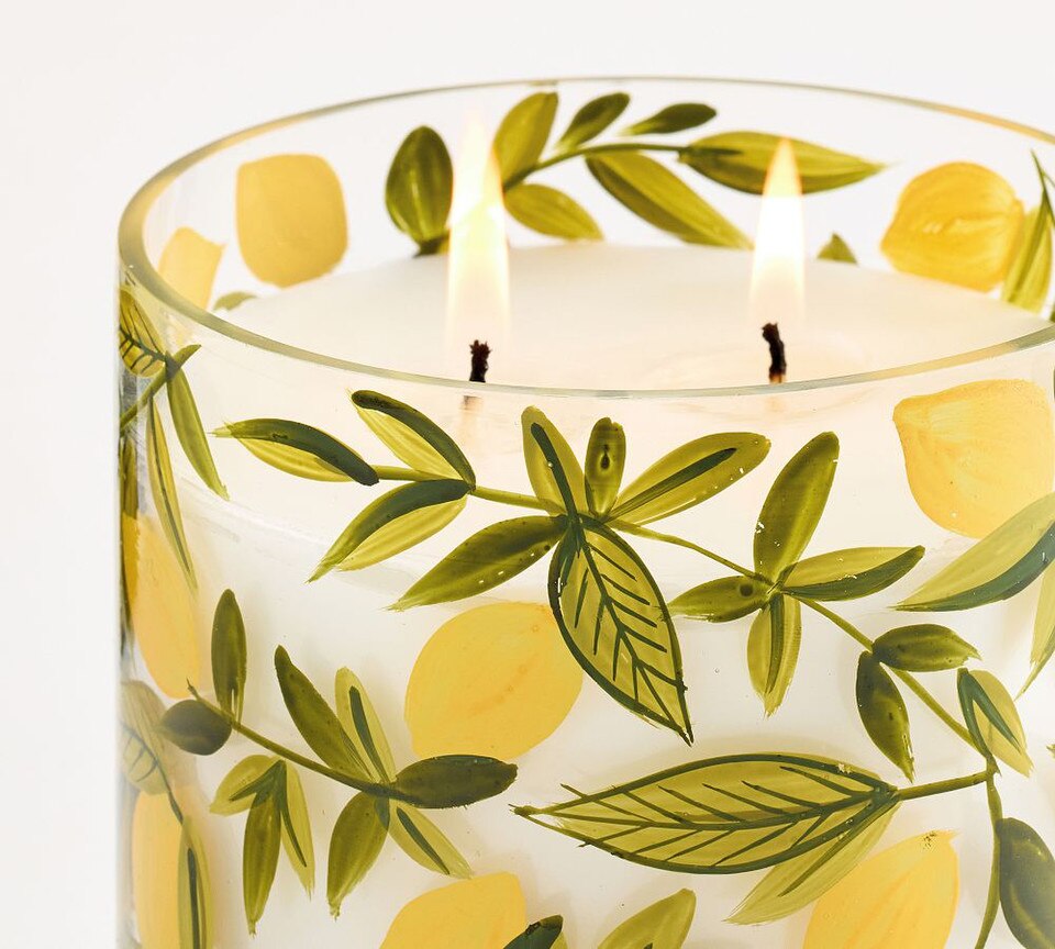 Hand Painted Flower Candle